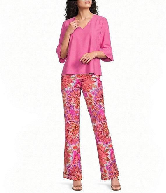 Jude Connally Trixie Jude Cloth Knit Stained Glass Print Wide-Leg Pull-On Pants Product Image