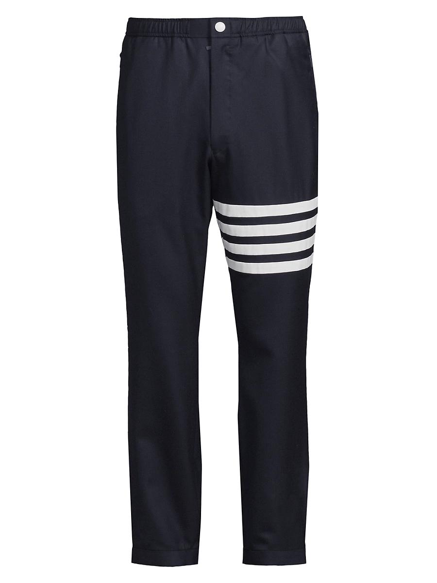 Mens Striped Snap-Front Elasticized Track Trousers Product Image