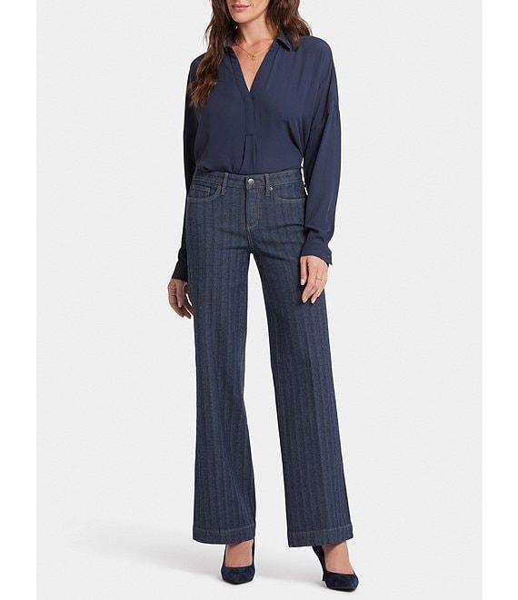 NYDJ Vertical Stripe Teresa Wide Leg High-Rise Lift Tuck® Jeans Product Image