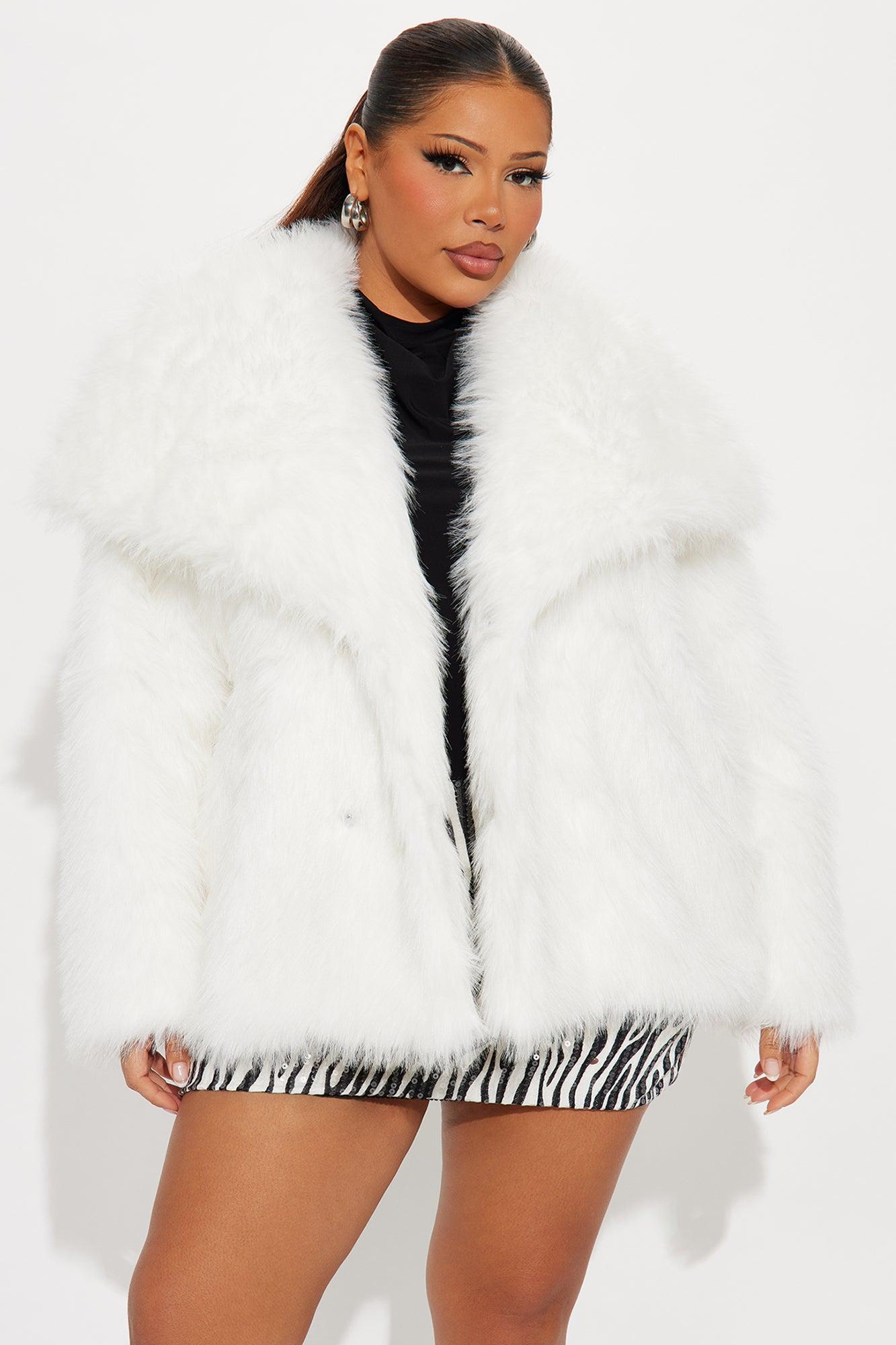 Winter Party Faux Fur Coat - Ivory Female Product Image