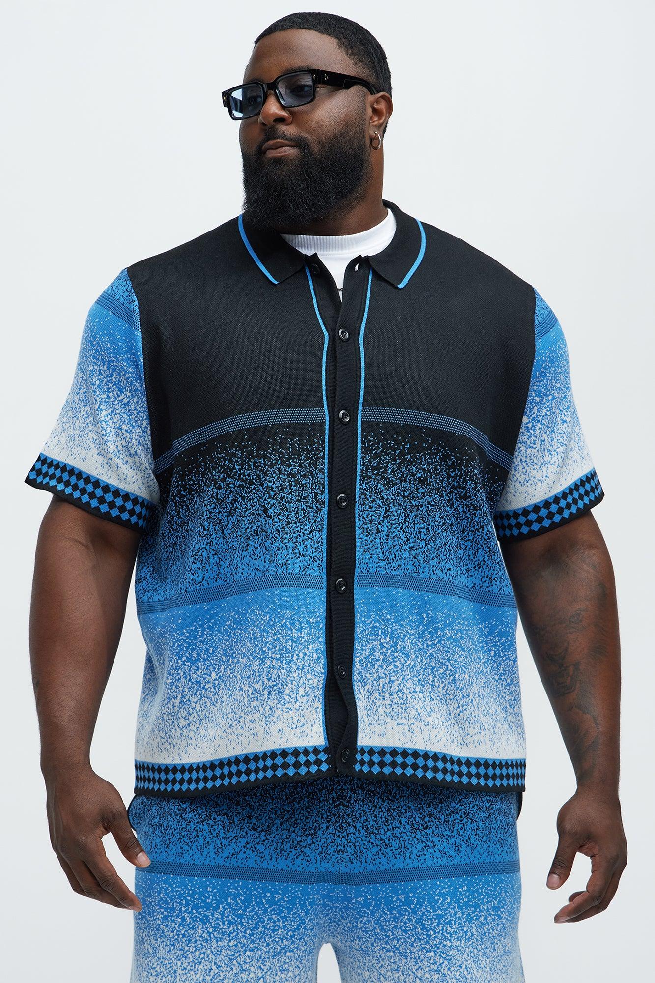 Day To Night Gradient Short Sleeve Knitted Shirt - Multi Color Product Image