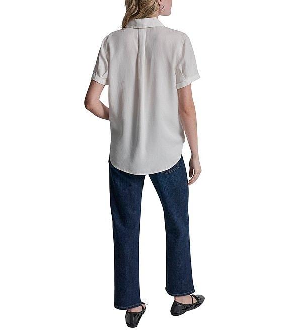 DKNY Jeans by Donna Karan Tencel Point Collar Short Sleeve Button Front Shirt Product Image