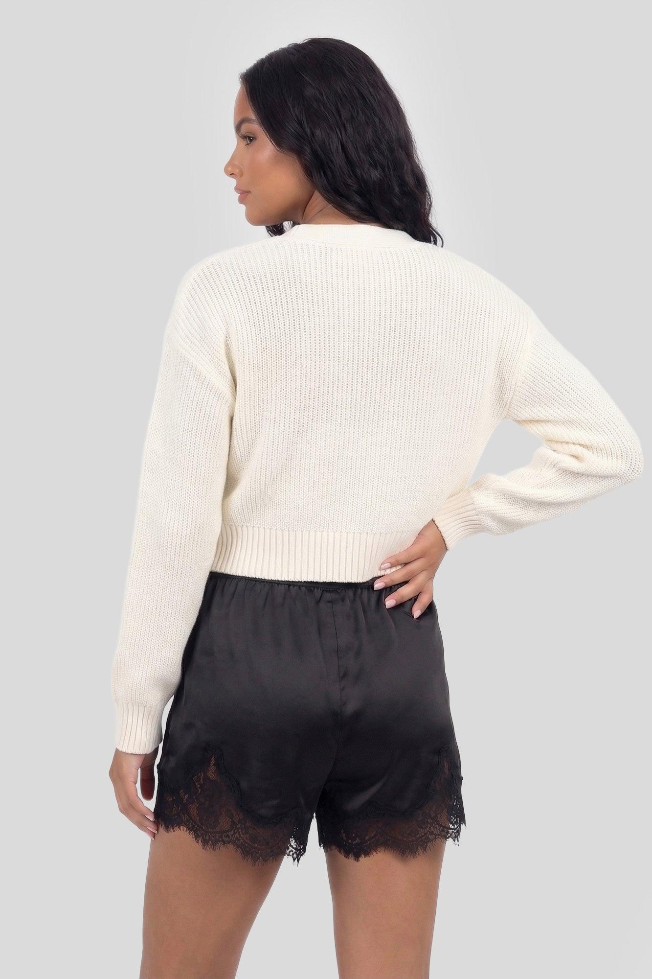 Satin Lace Trim Short Female Product Image
