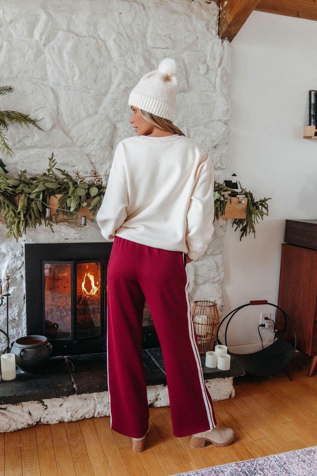 Burgundy Striped Athleisure Pants - FINAL SALE Product Image