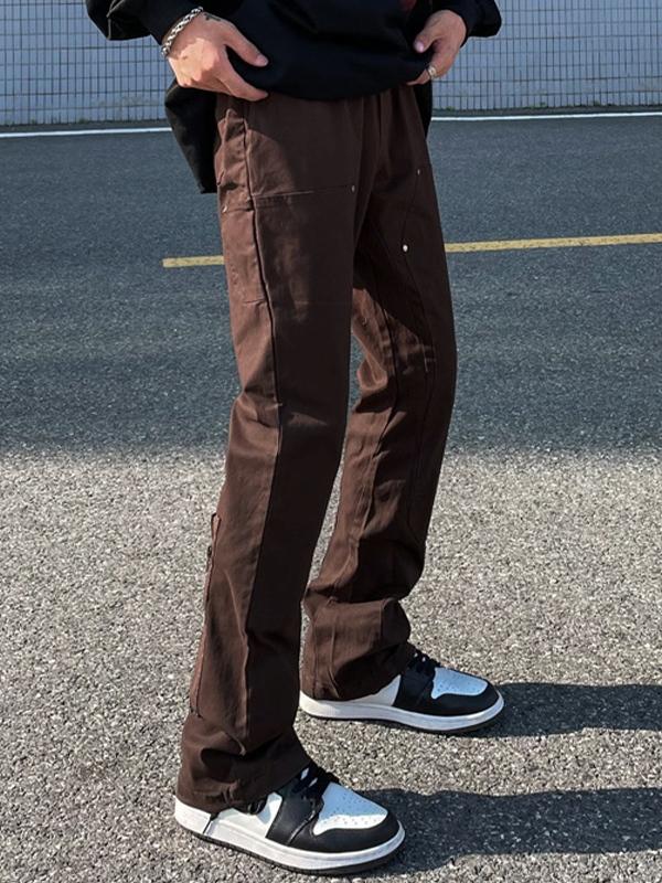 Men's Vintage Studded Zip Up Flared Cargo Pants Product Image