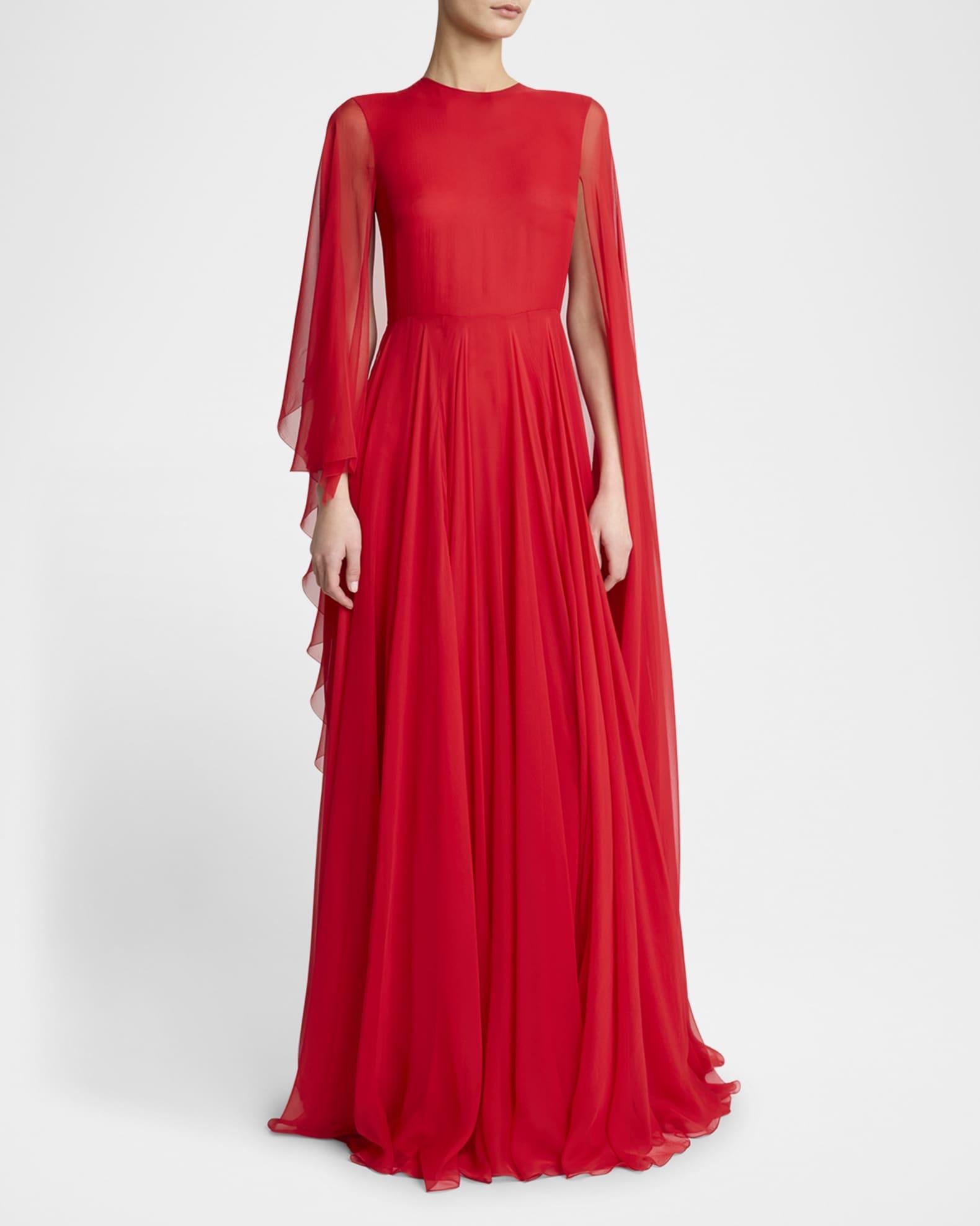 Chiffon Draped Cape Gown Product Image