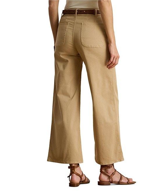 Lauren Ralph Lauren Stretch Cotton Chino Wide-Leg Cropped Pants Product Image