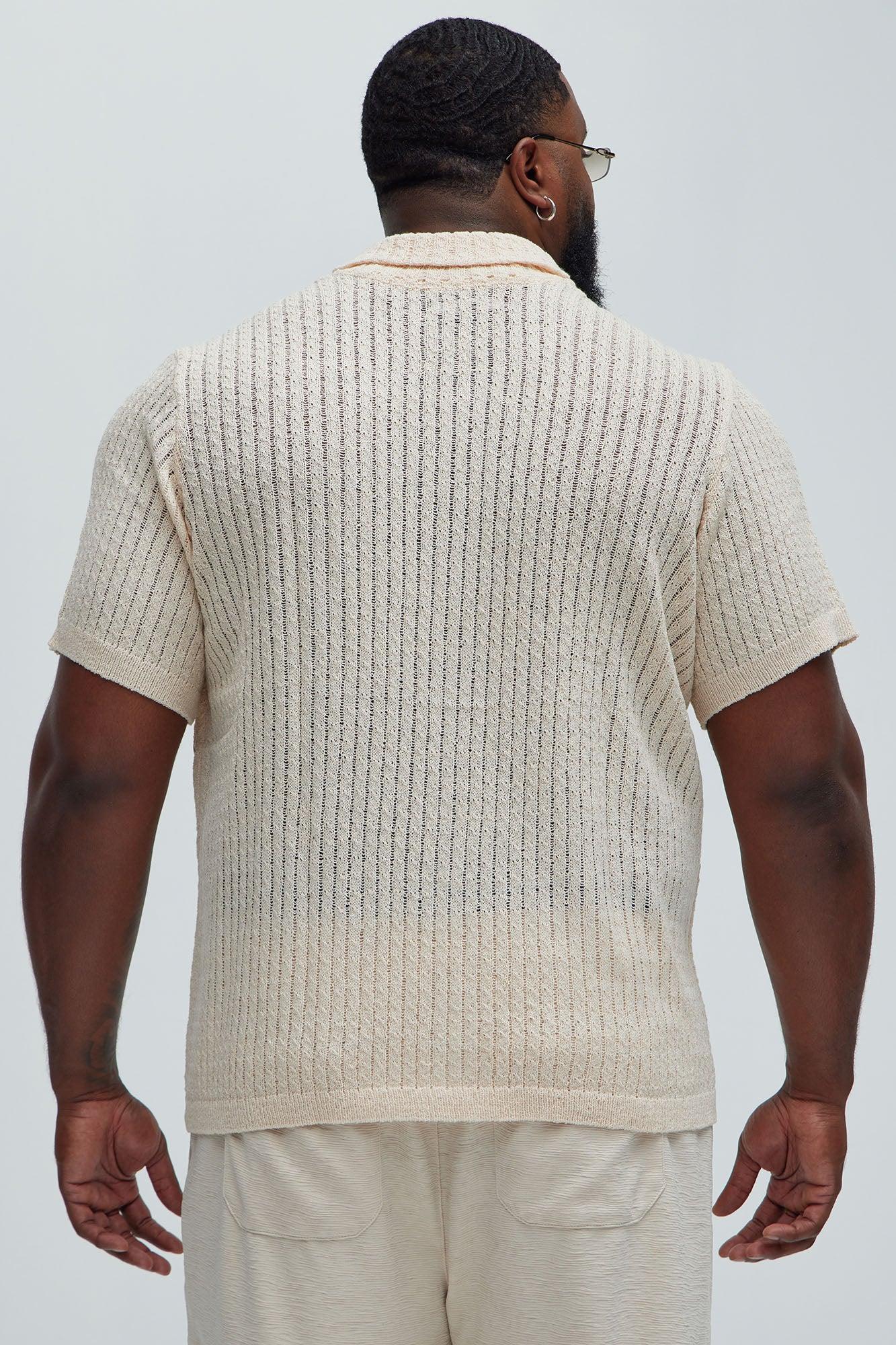 Perez Stripe Knit Shirt - Cream Product Image