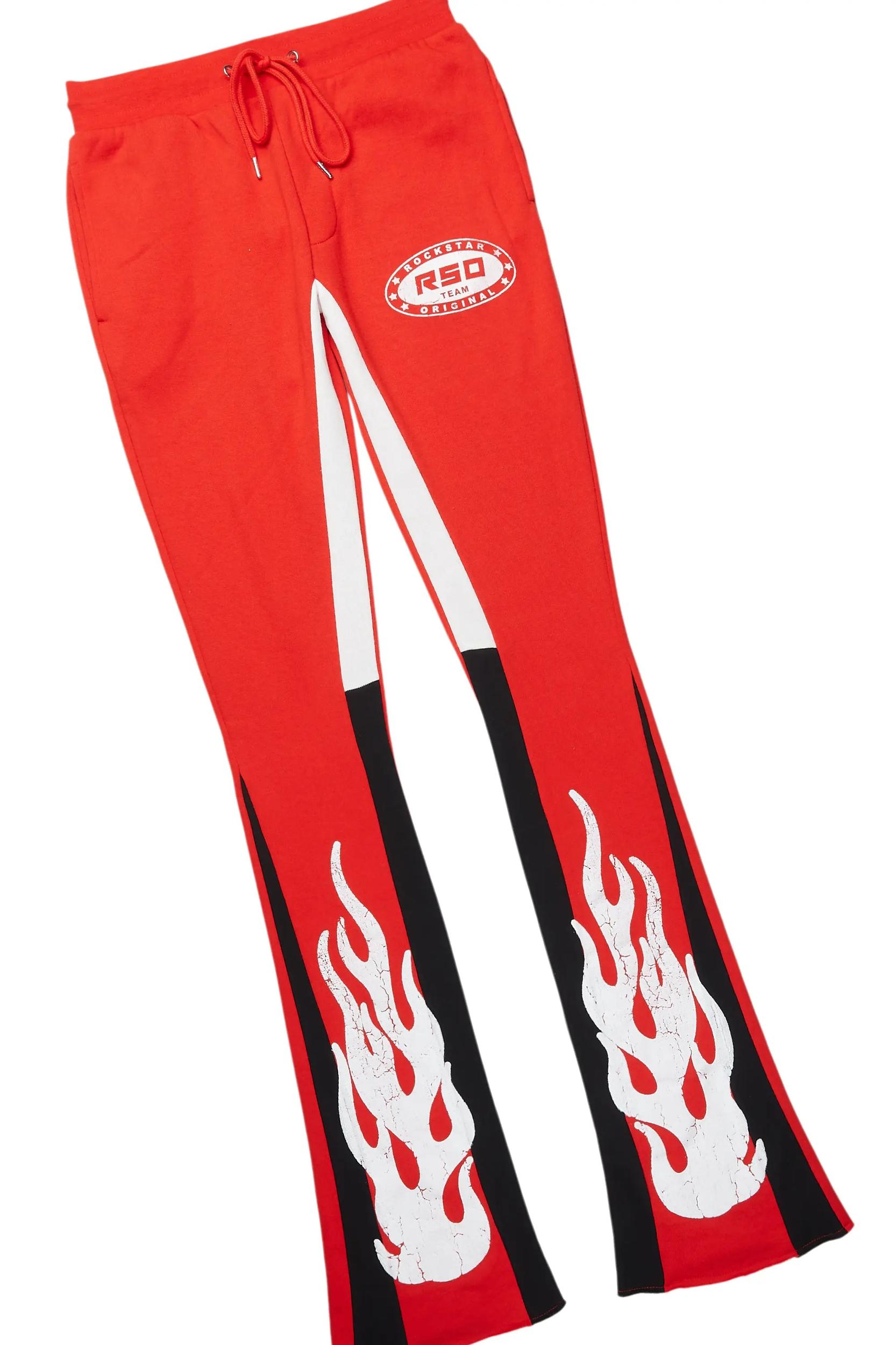 Amos Red/White Hoodie/Stacked Flare Track Set Male Product Image