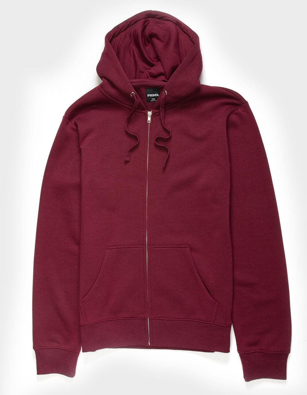 RSQ Mens Full Zip Fleece Hoodie - BURGUNDY Product Image