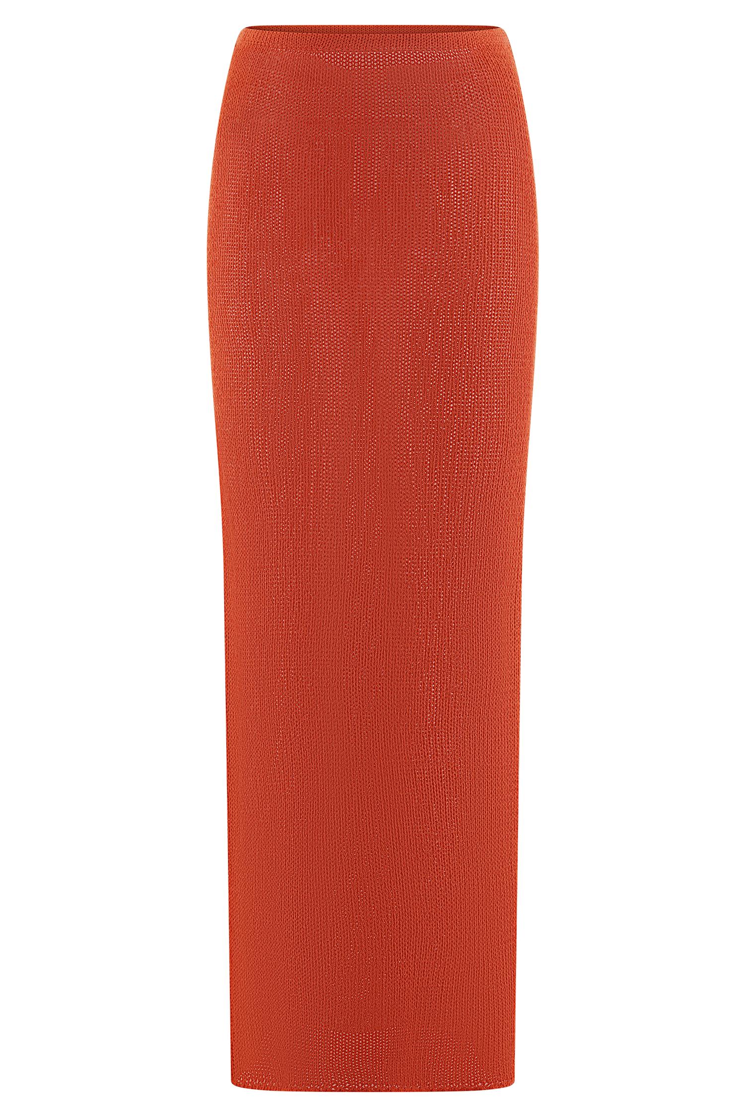 Reagan Knit Maxi Skirt - Orange Product Image
