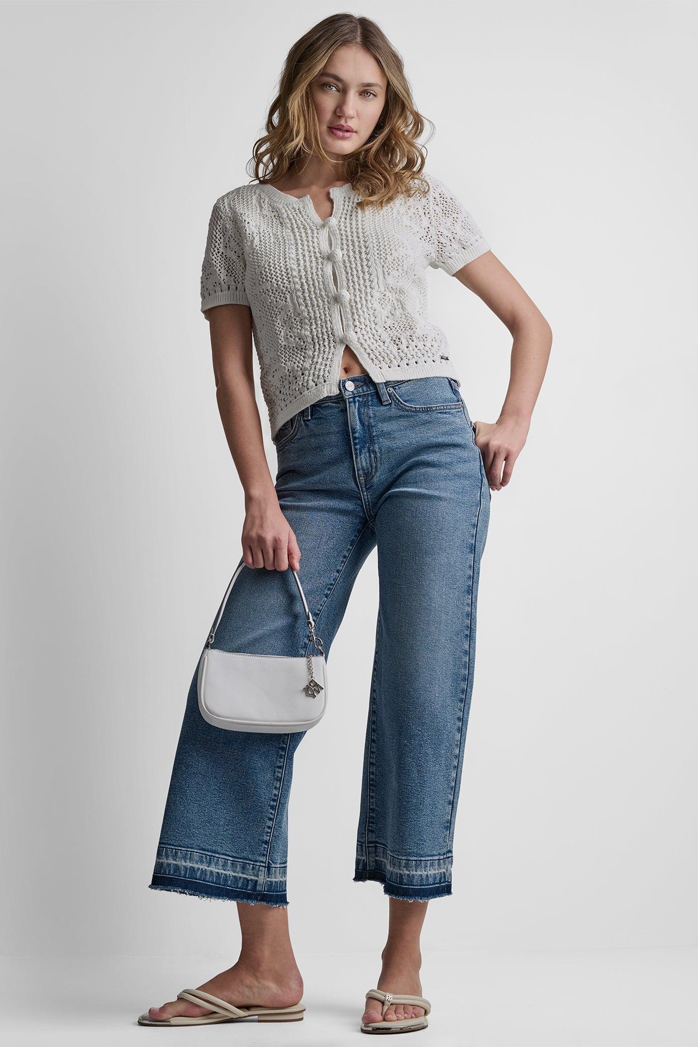 LACE STITCH BUTTON FRONT CARDIGAN Product Image