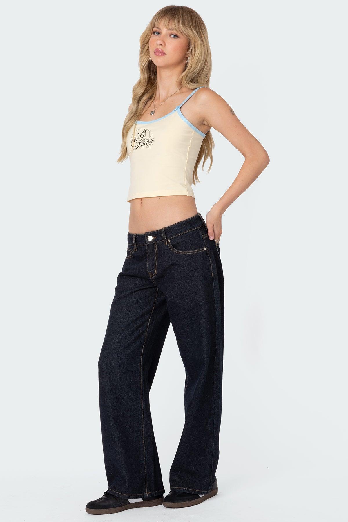 Petite Raelynn Washed Low Rise Baggy Jeans Product Image