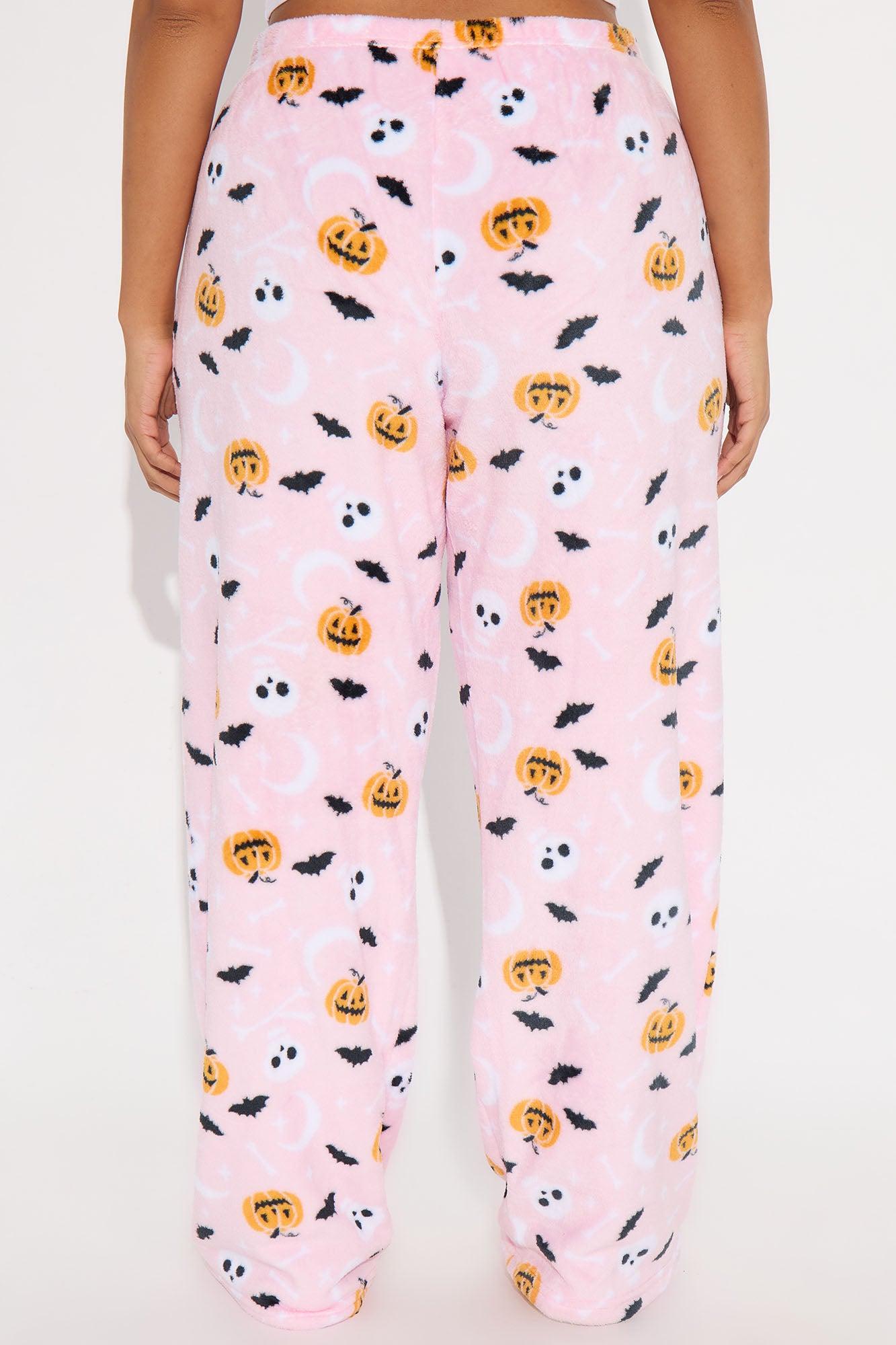 Feeling Spooky Halloween Plush PJ Pants - Pink/combo Female Product Image