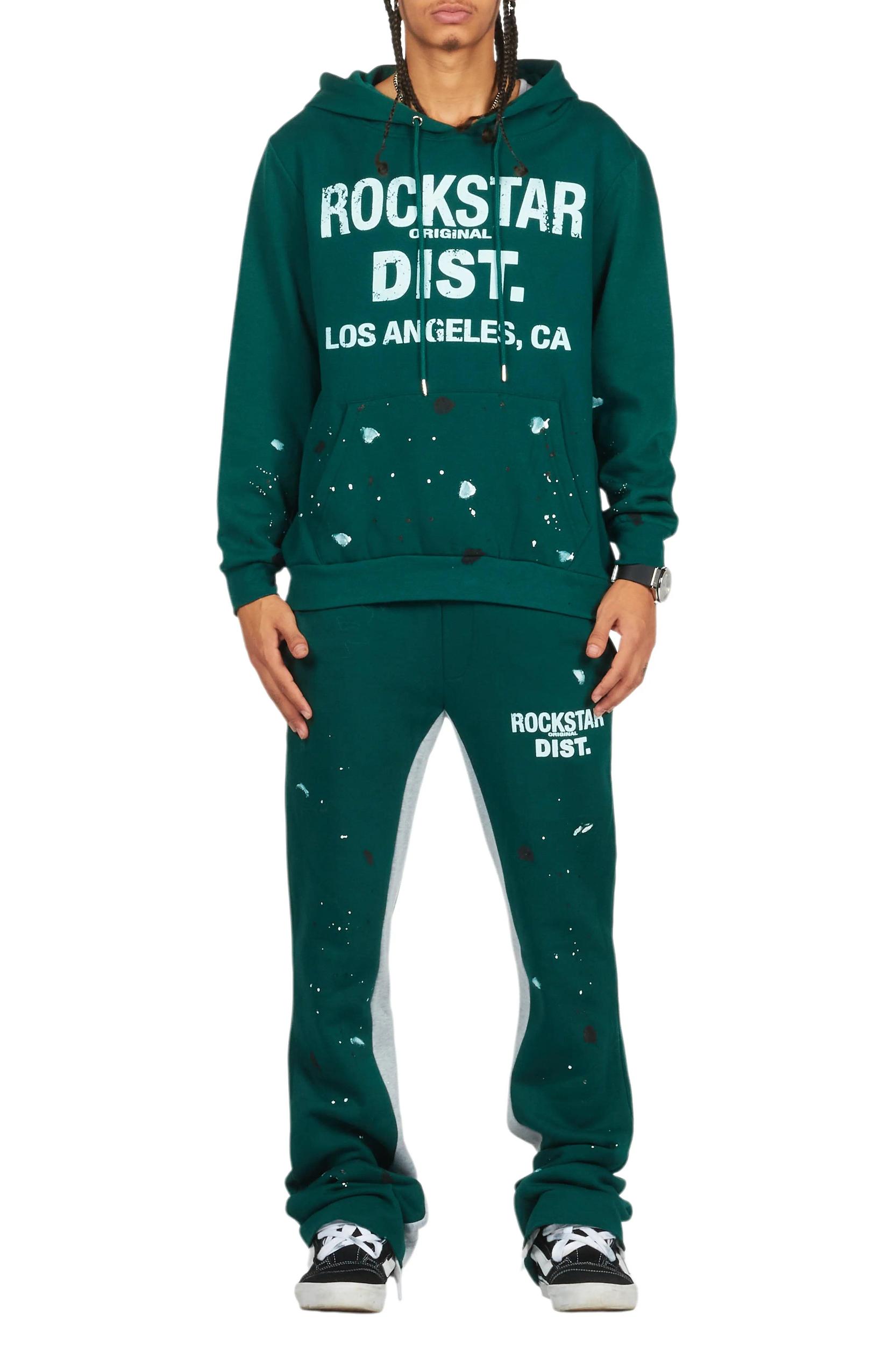 Scottie Green/White Hoodie/Baggy Track Pant Set Male Product Image