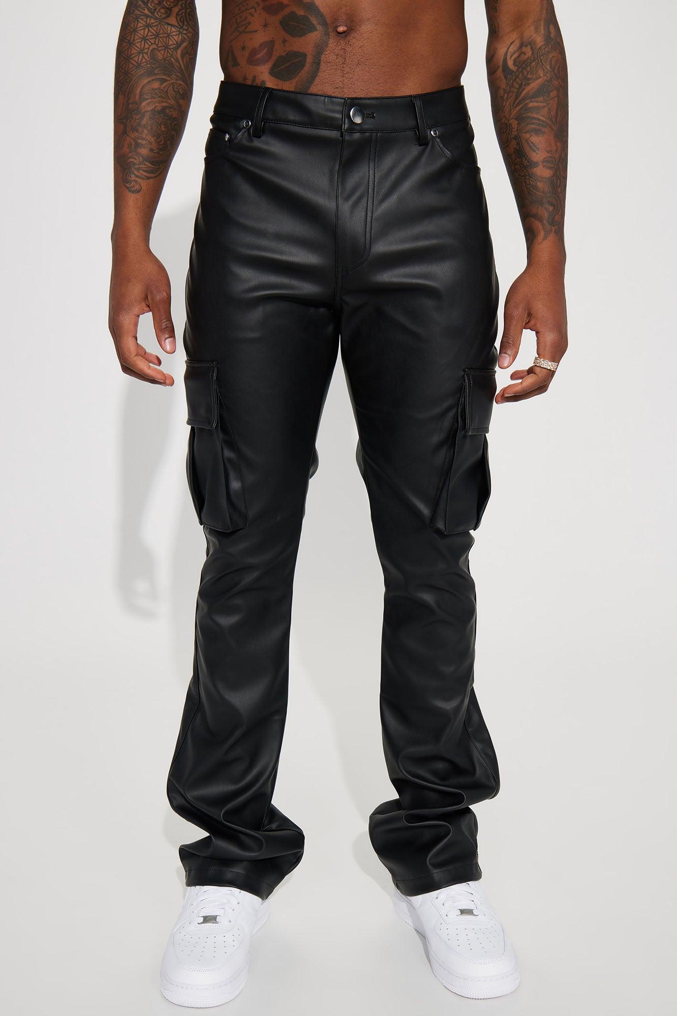 Rule Breaker Faux Leather Stacked Skinny Flared Pants - Black Product Image