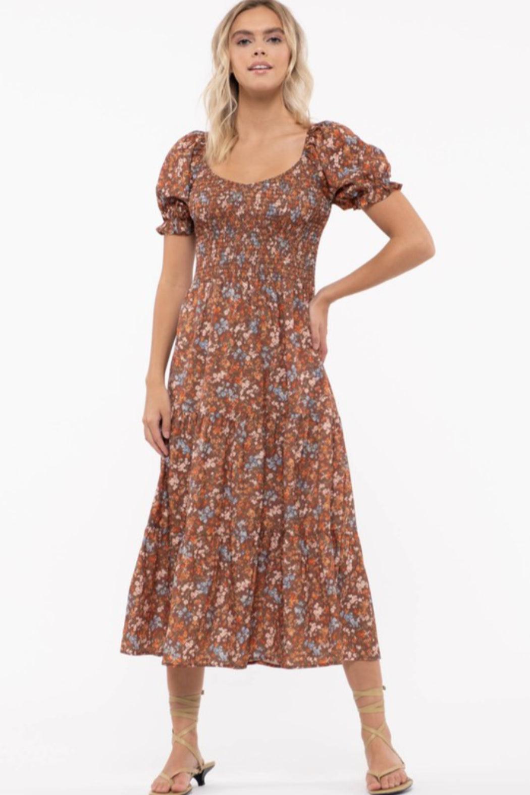 Floral Smocked Midi Dress Product Image
