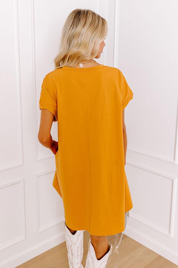 School Spirit Sequin Embroidered Mini Dress in Texas Rust Product Image