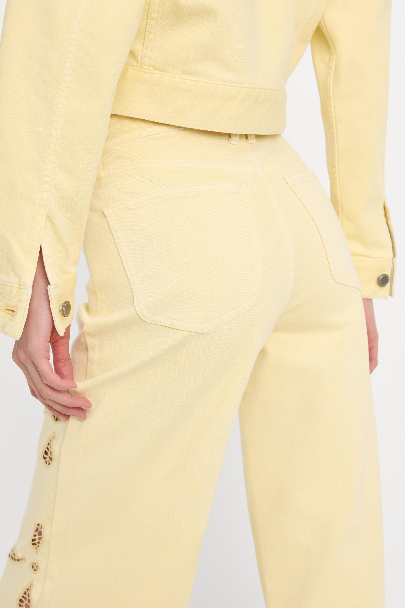 GOOD WAIST PALAZZO ANKLE EMBROIDERED JEANS | ANISE YELLOW Product Image