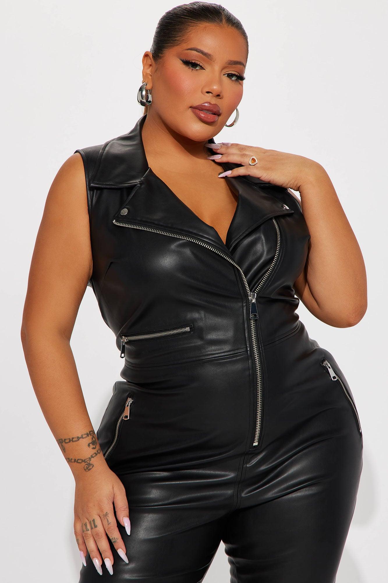 Ride Through PCH Faux Leather Jumpsuit - Black Product Image