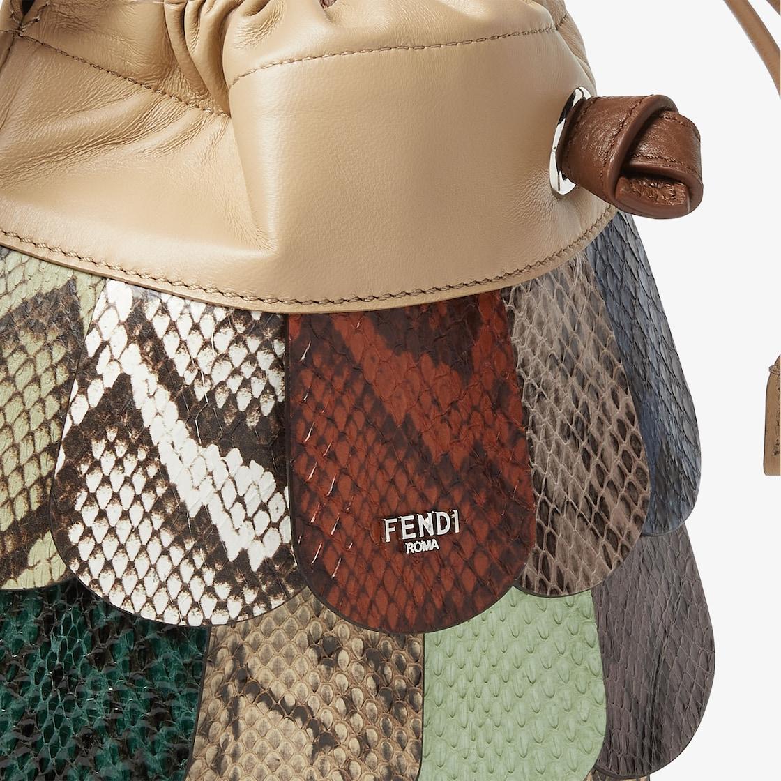 Fish BagNappa leather and multicolor lizard leather patchwork bag Product Image