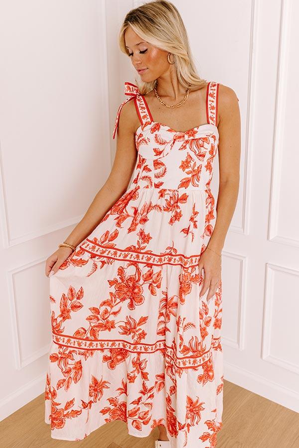 Venetian Dreams Floral Midi Dress in Tangerine Product Image