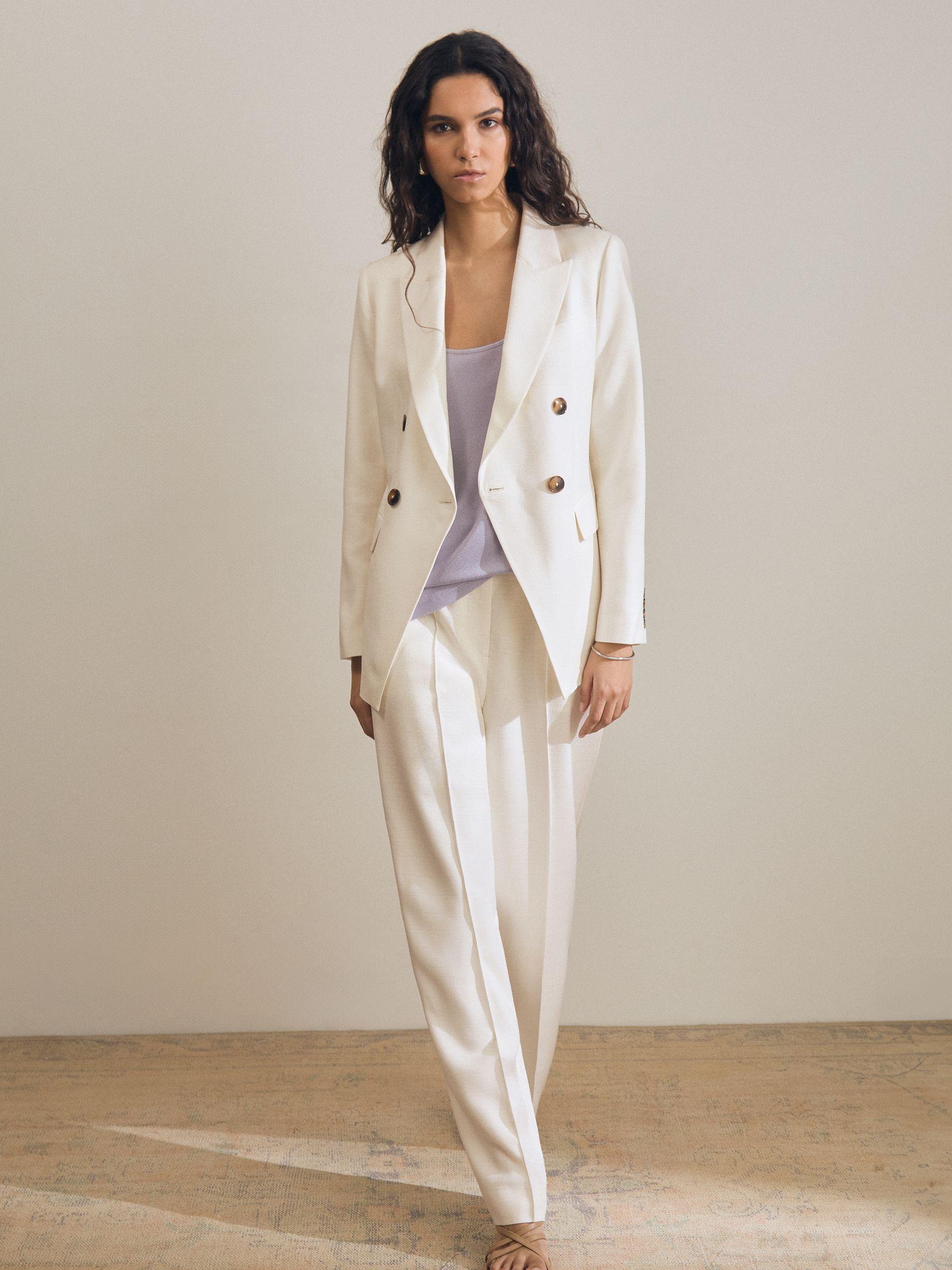 Atelier Double-Breasted Suit Blazer in White Product Image