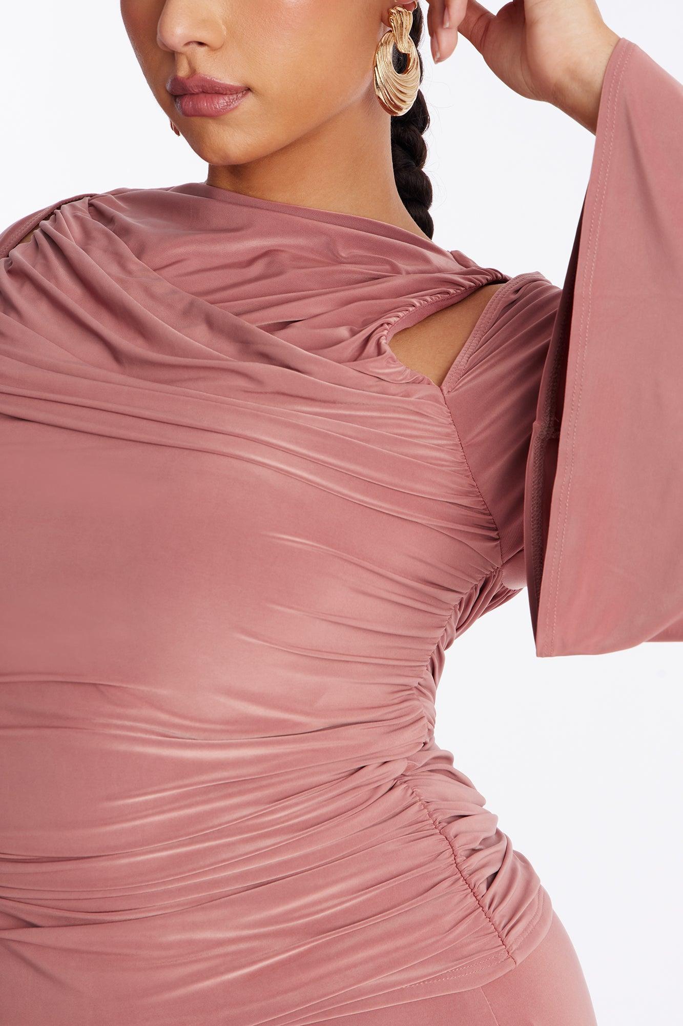 Carlita Ruched High Neck Maxi Skirt Set - Mauve Female Product Image