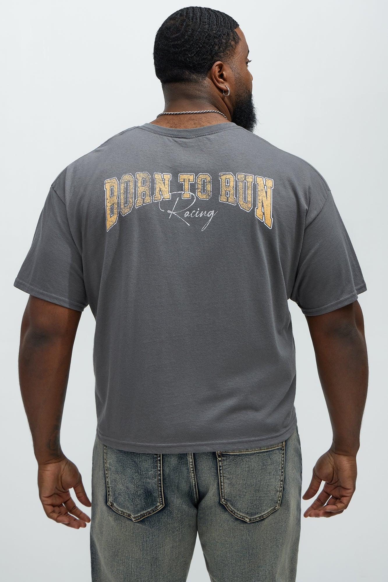 Born To Run Short Sleeve Cropped Tee - Charcoal Product Image