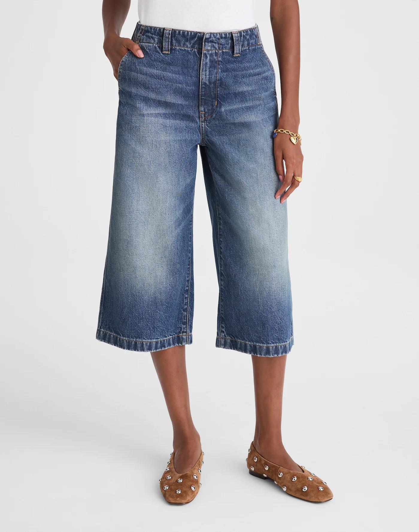 Denim Culottes in Greendale Wash Product Image