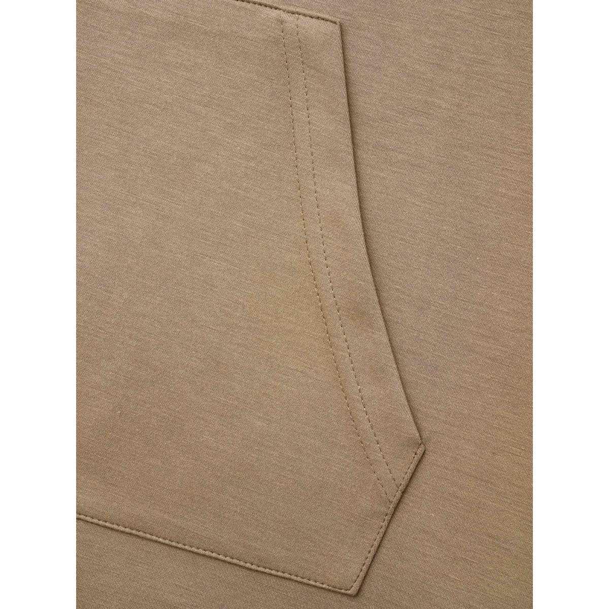 Plus Size Airy Cozy Hooded Sweatshirt Women Tan Casual Patchwork Hooded Everyday Sweatshirts BloomChic 18-20/2X Product Image