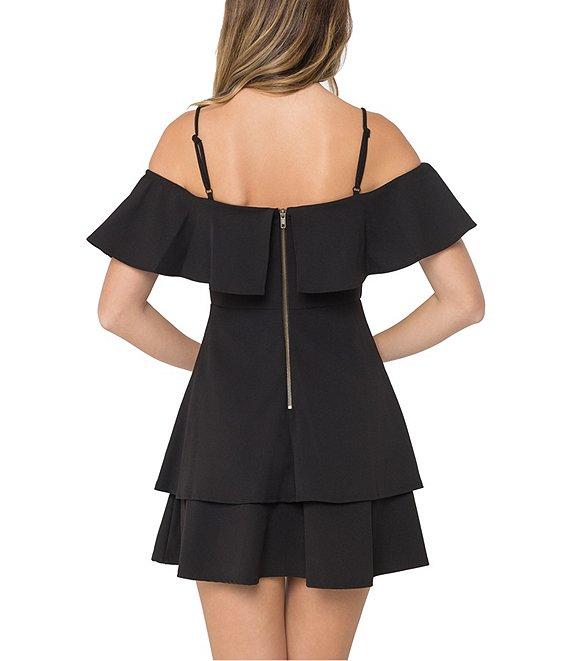 B. Darlin Off-The-Shoulder Popover Double Hem Skater Dress Product Image