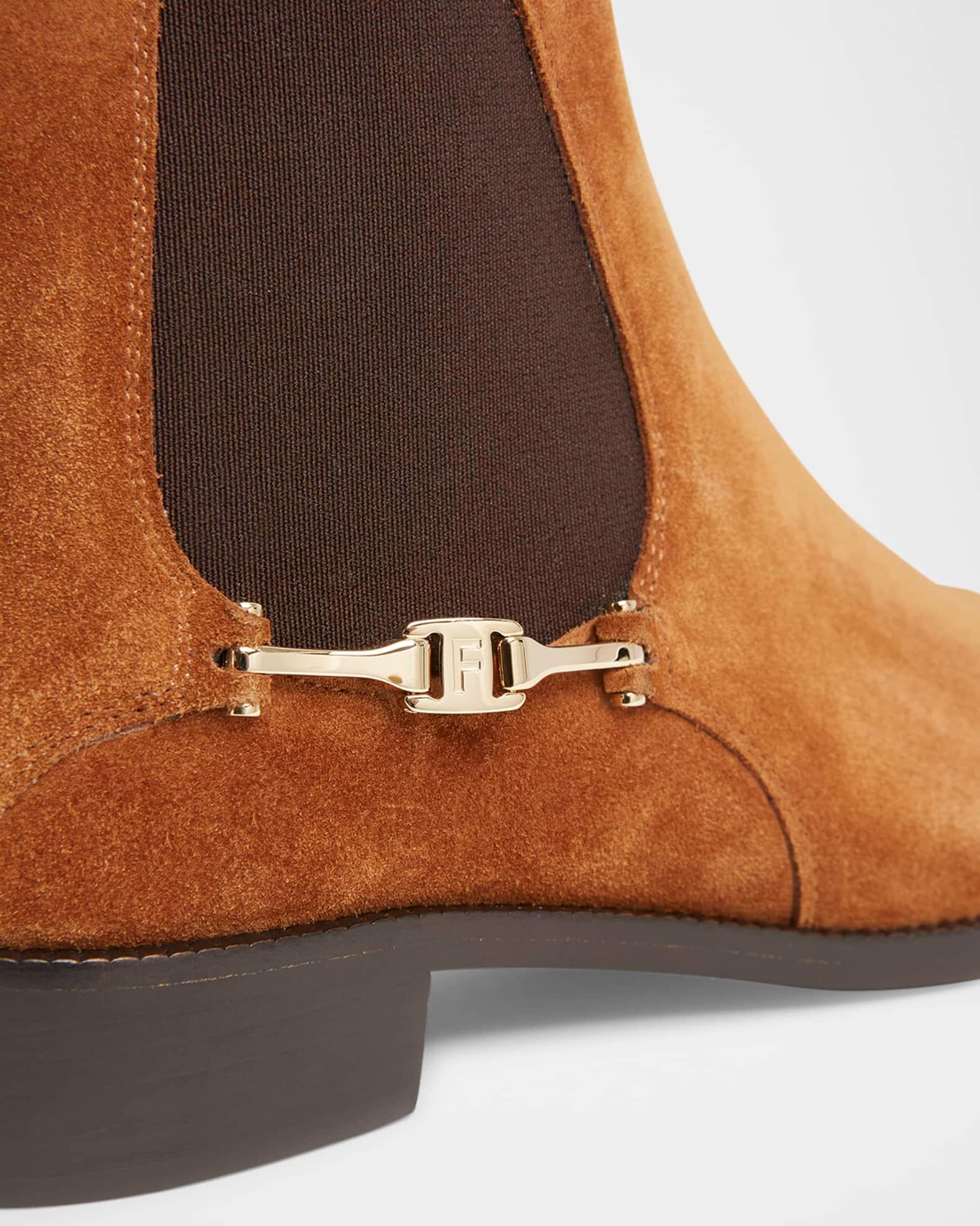 Suede Metal-Strap Chelsea Booties Product Image