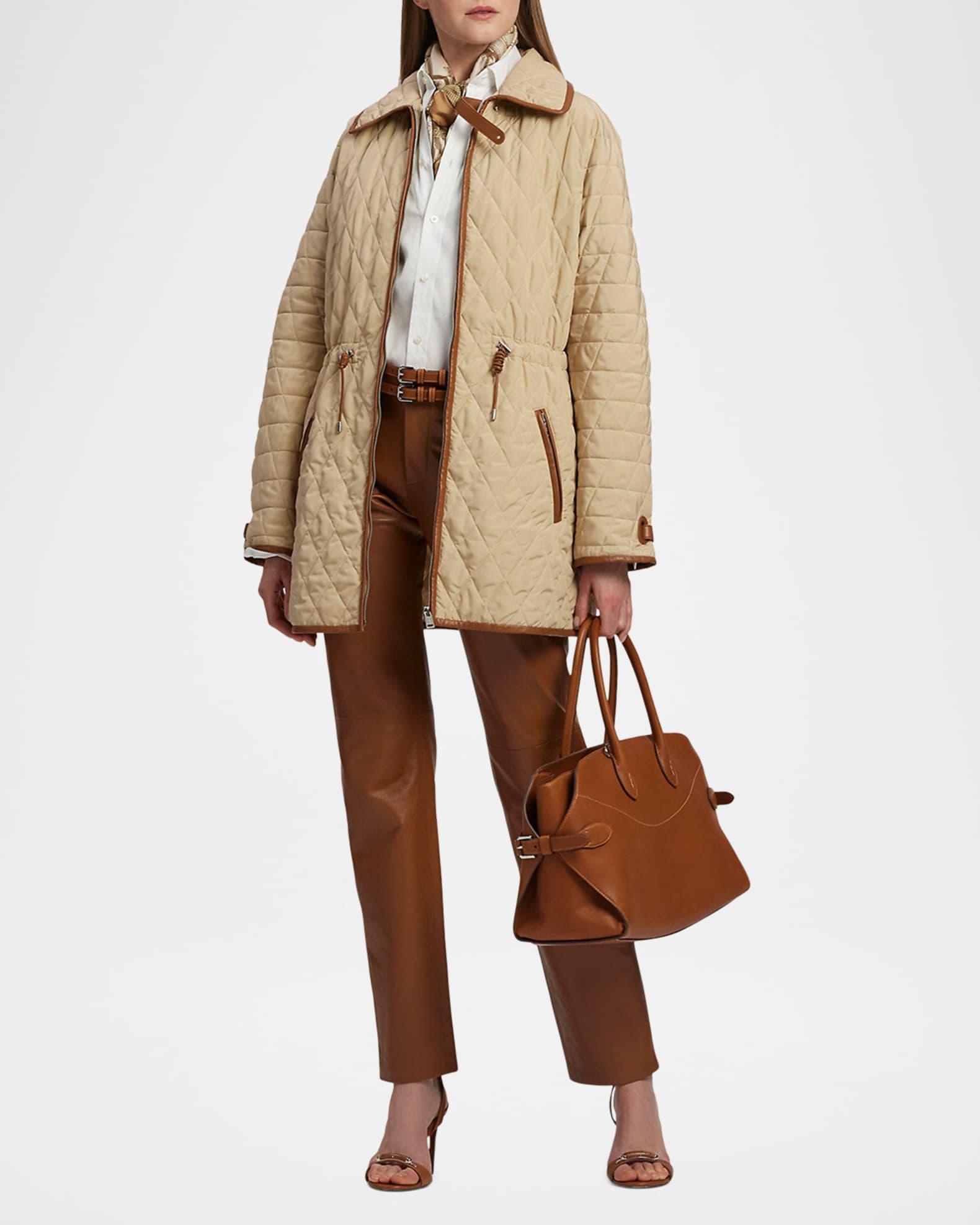 Saundra Quilted Leather-Trim Coat Product Image