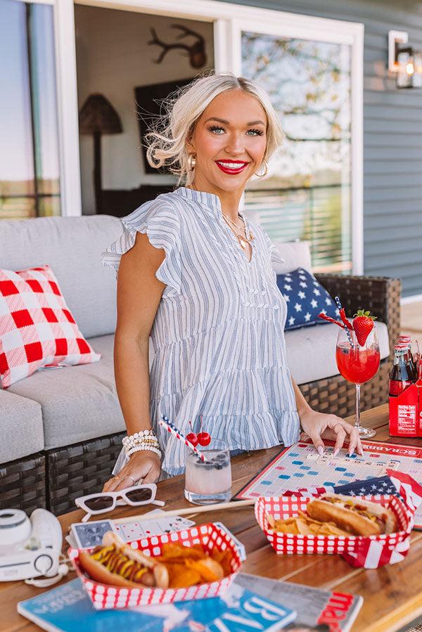 The Real Fling Shift Top In Blue Product Image