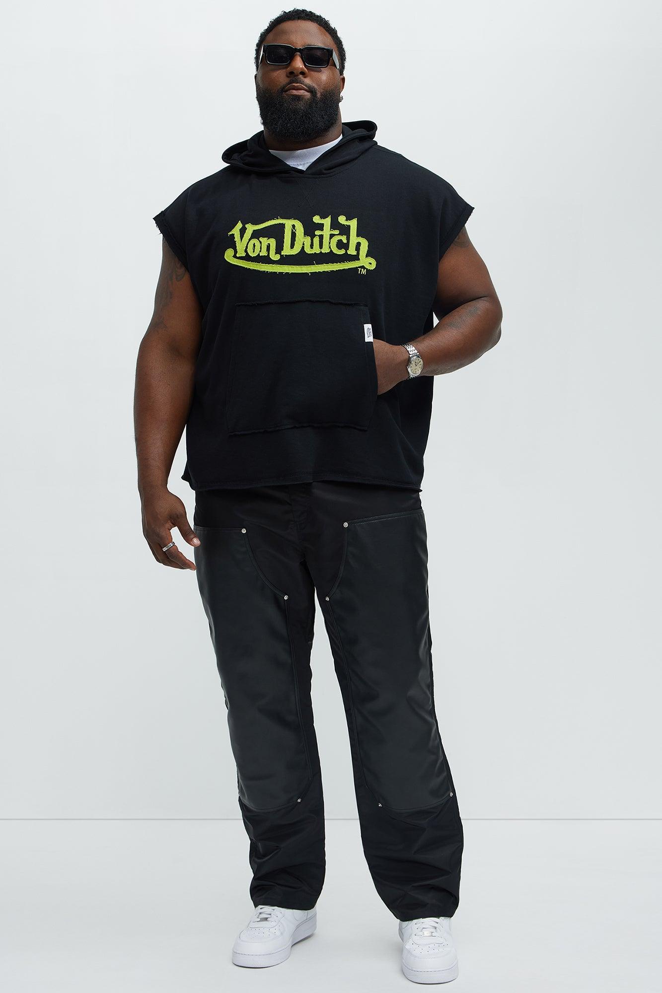 Von Dutch Contrast Stitch Sleeveless Hoodie - Black Product Image