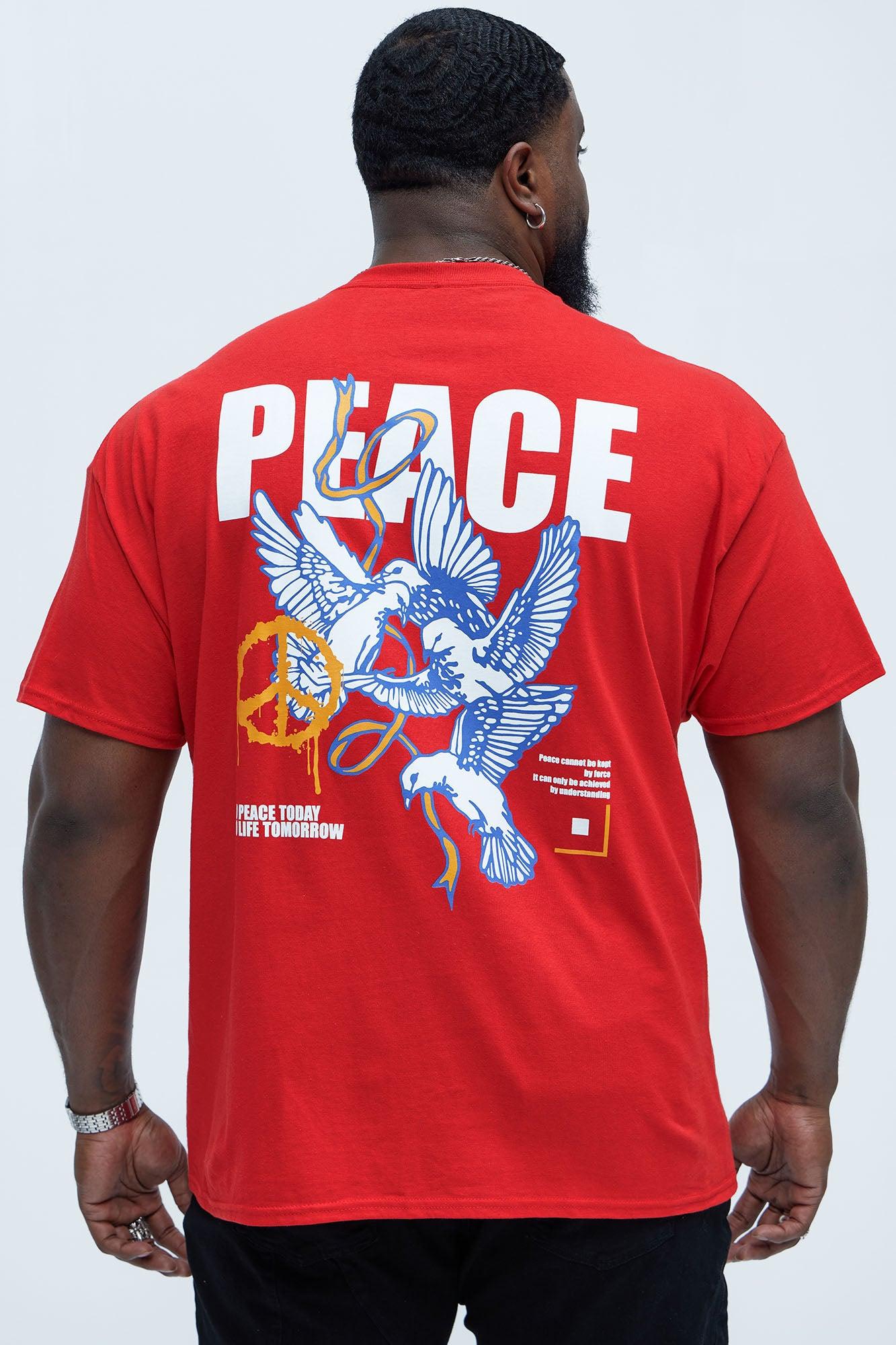 Peace Be With You Short Sleeve Tee - Red Product Image