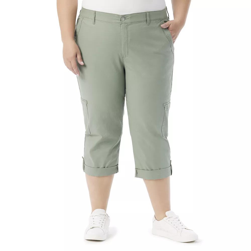 Plus Size Gloria Vanderbilt Cargo Capris, Womens Garden Green Product Image
