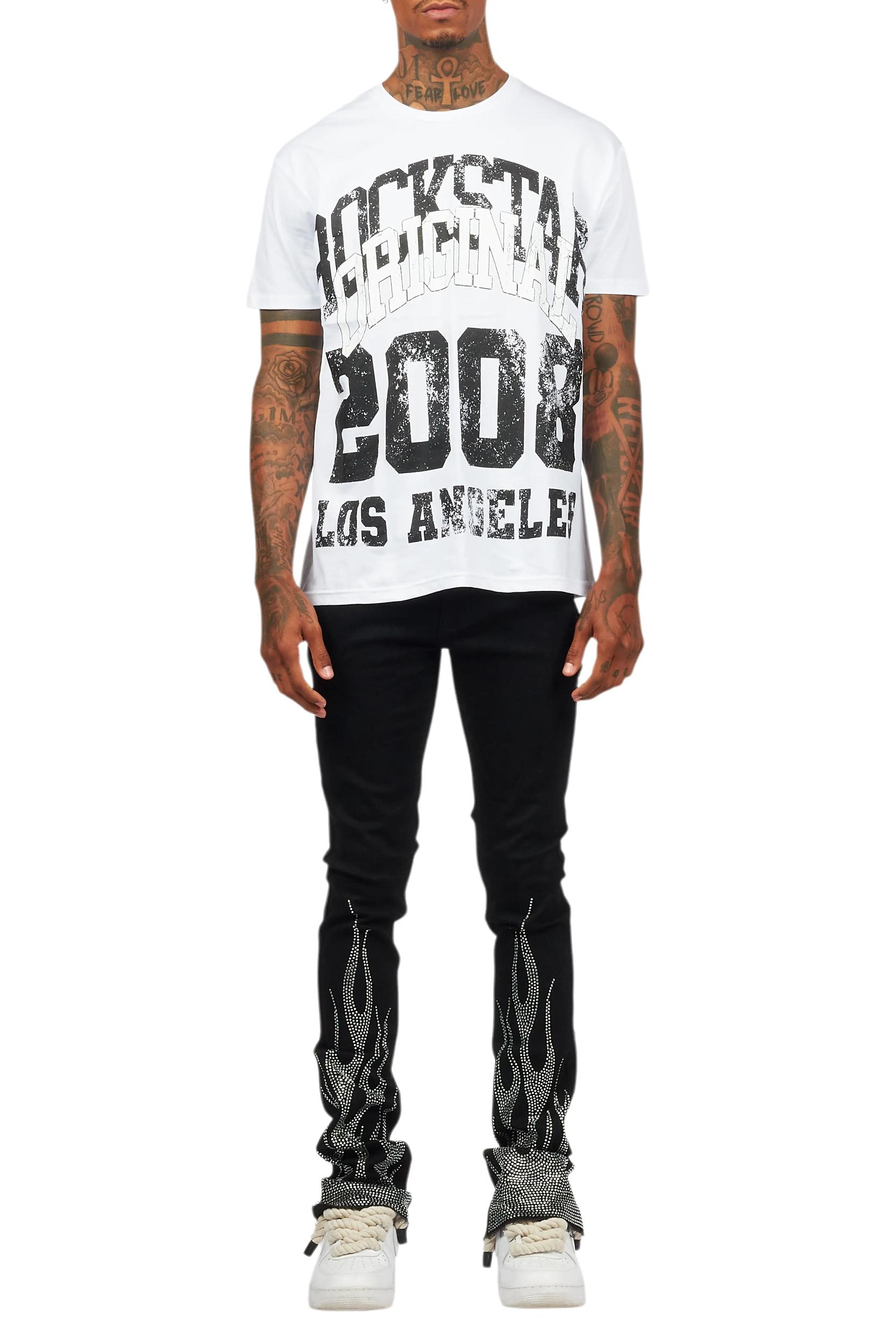 Samba Black Rhinestone Stacked Flare Jean Male Product Image