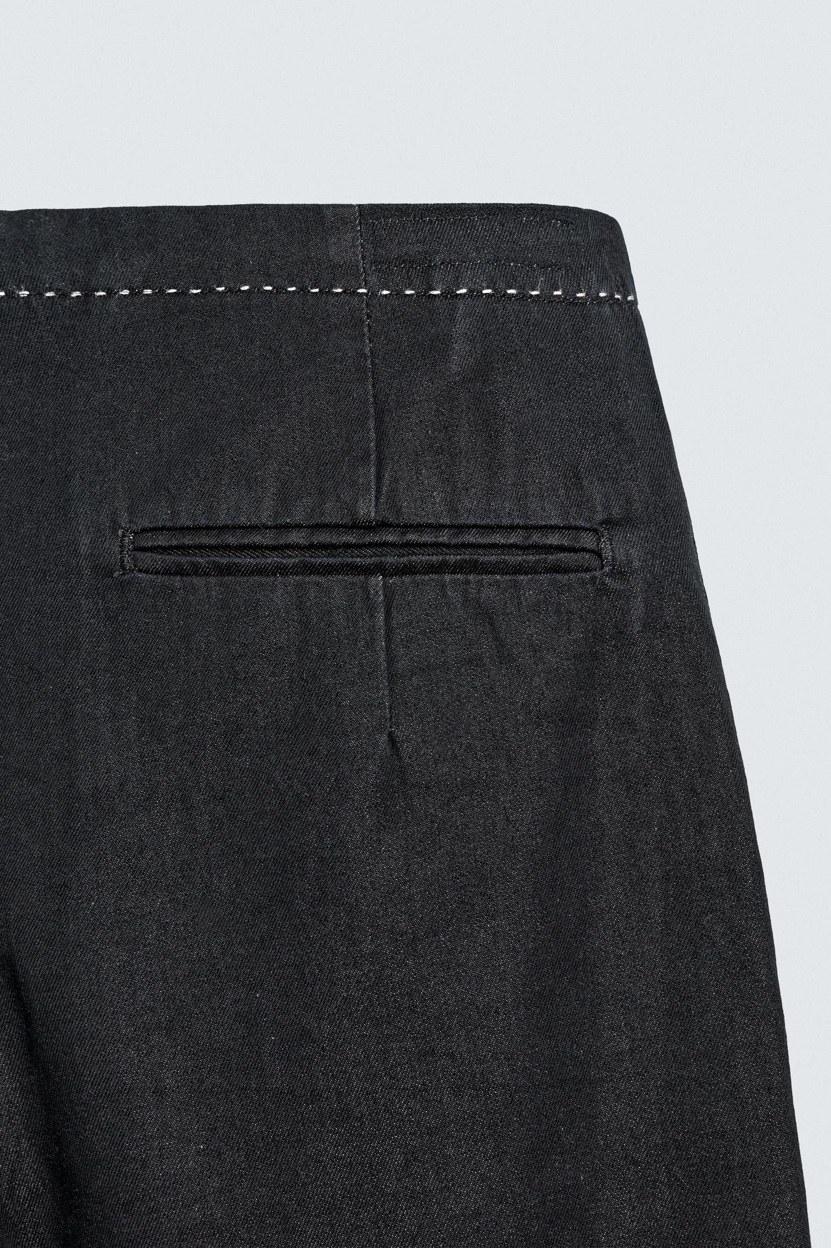 CONTRAST TOPSTITCHING DENIM CHINO PANTS Product Image