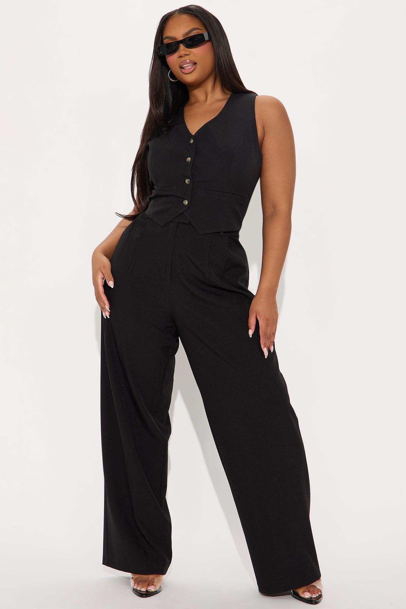 The Kourtney Wide Leg Trouser Pant - Black Product Image