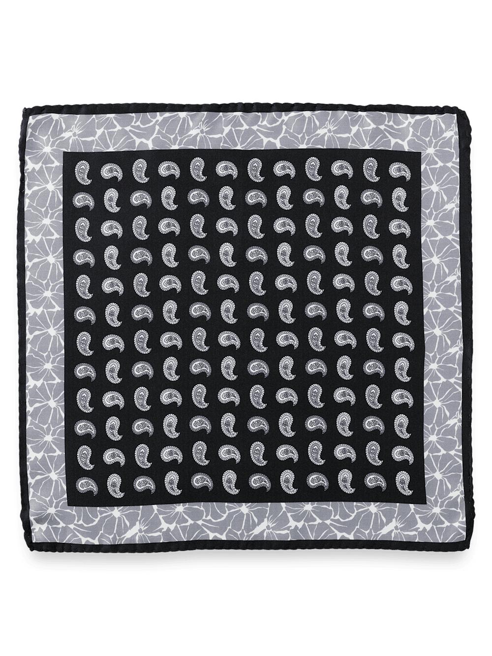 Paisley Silk Pocket Square - Black/grey Product Image