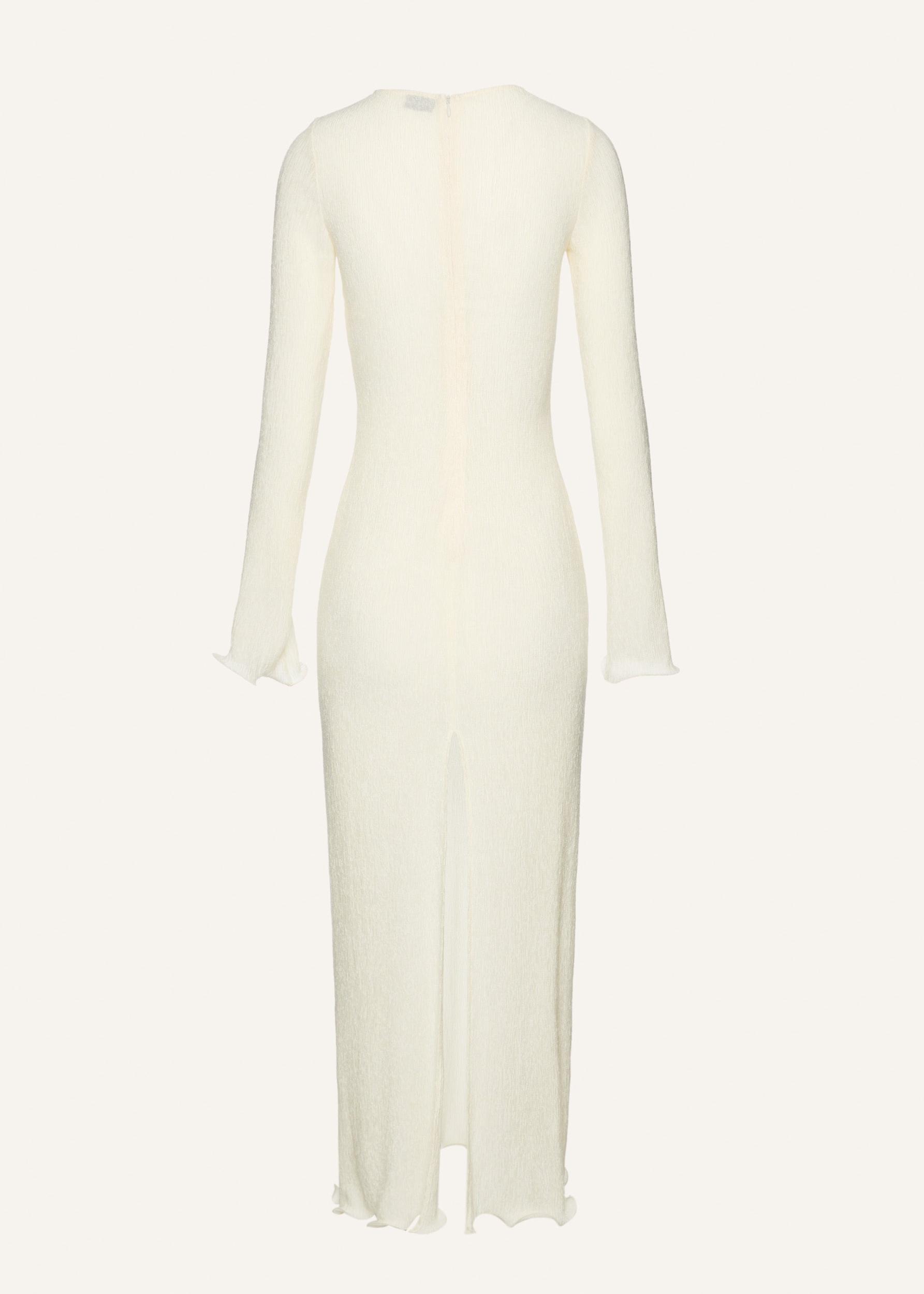 Long sleeve crepe beach maxi dress in cream Product Image