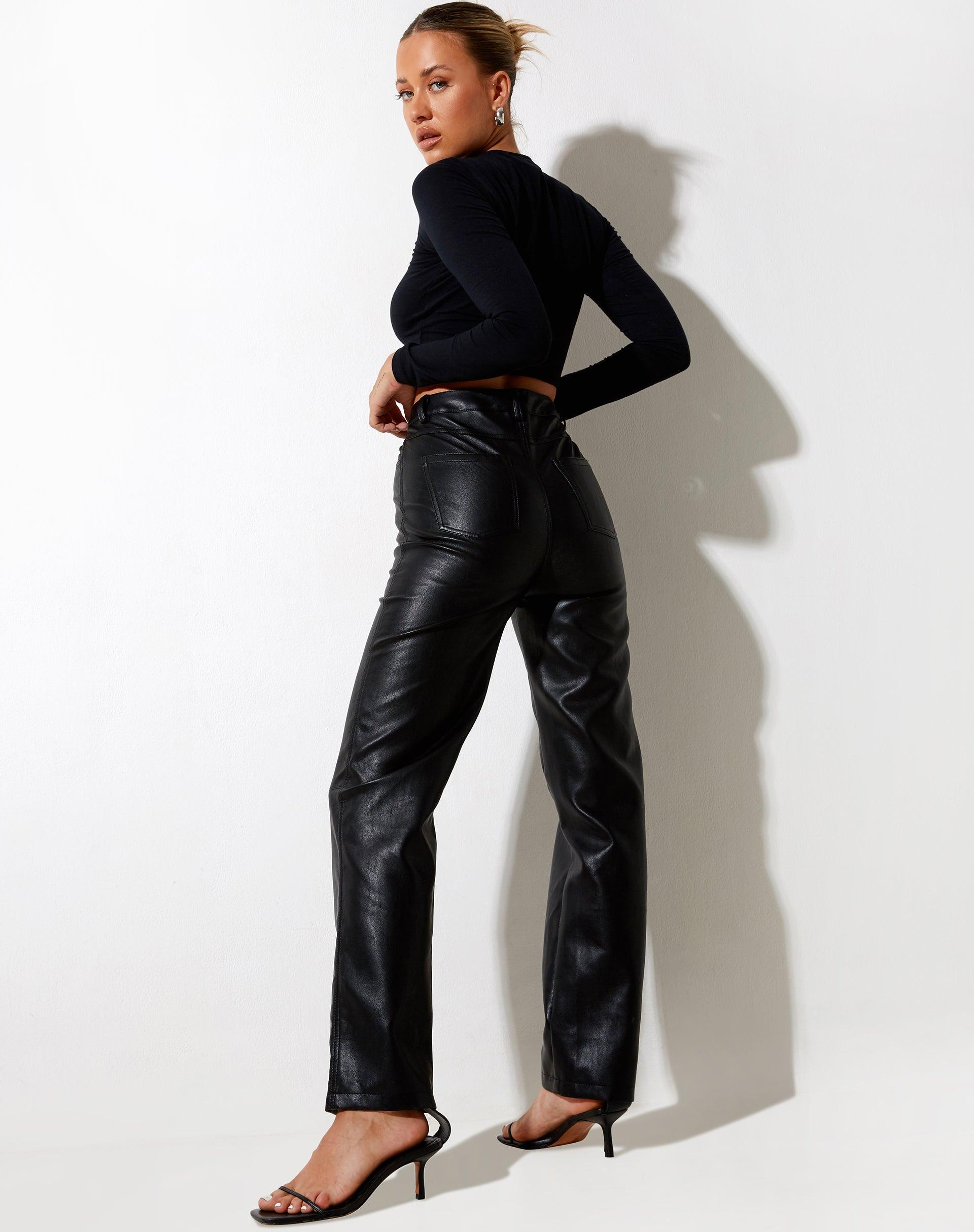 Gisy Crop Top in Lycra Black Product Image