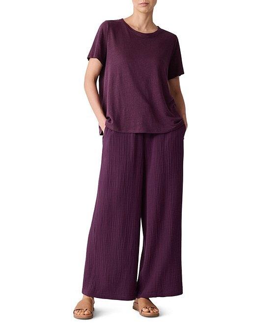 Eileen Fisher Organic Linen Jersey Crew Neck Short Sleeve Tee Product Image