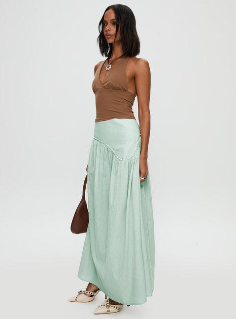 Yasemine Maxi Skirt Green / White Product Image