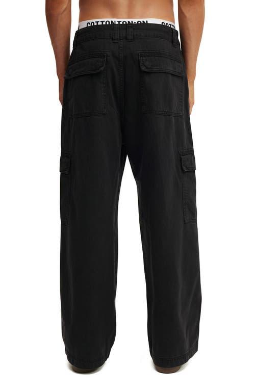 Cotton On Men's Axel Super Baggy Cargo Pant in Jet Black Herringbone at Nordstrom, Size 34 Product Image