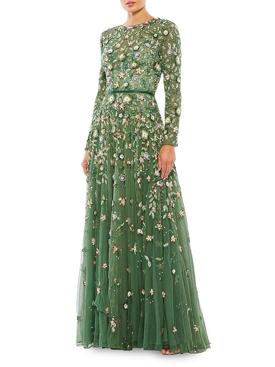Womens Floral A-Line Gown Product Image