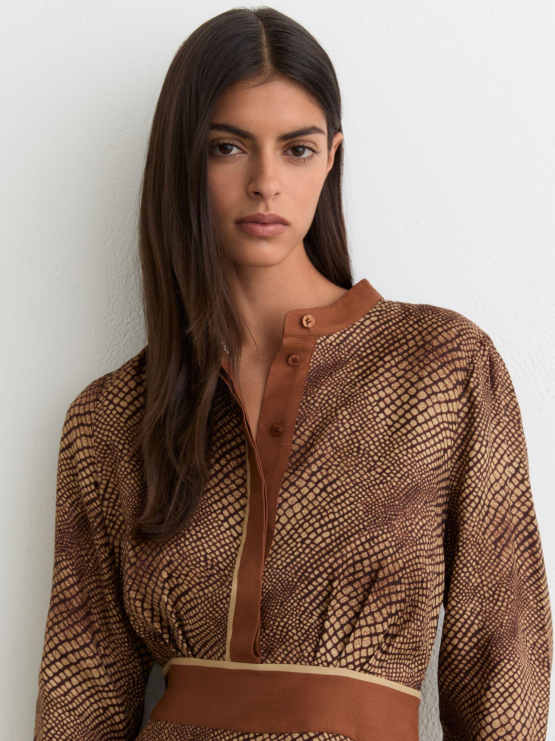 Petite Animal-Print Midi Shirt Dress in Neutral Product Image