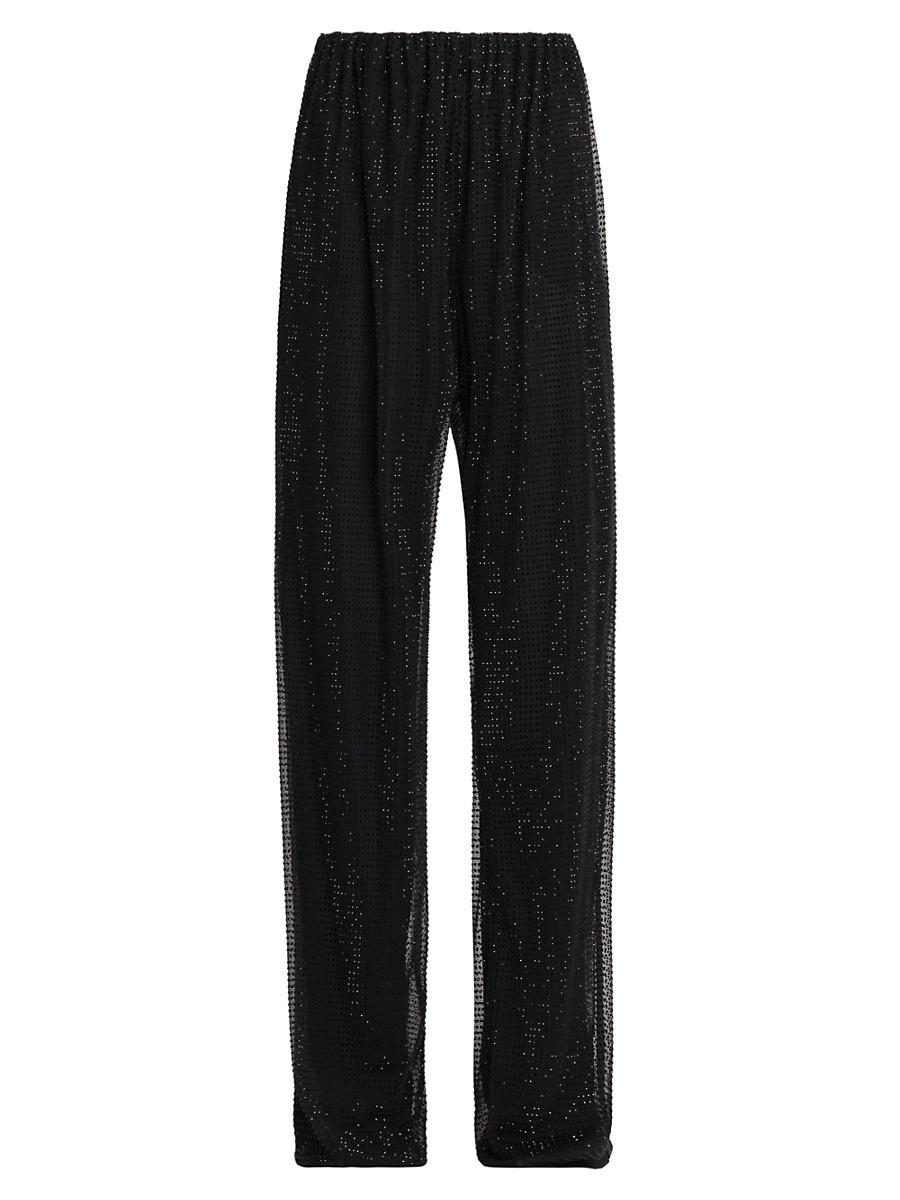 Womens Rhinestone Mesh Pants Product Image